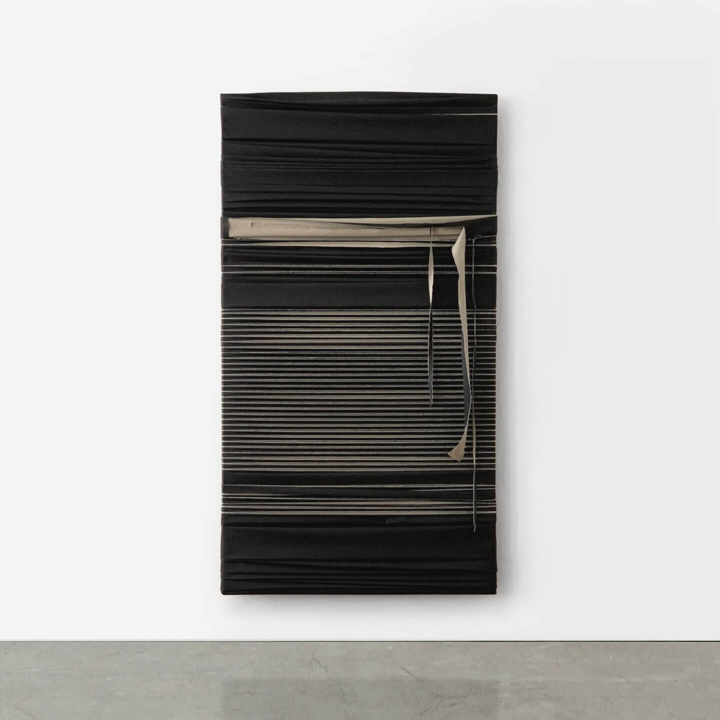 Galerie Benjamin Eck München black gesso on canvas, torn and folded on stretched frames